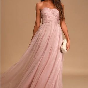 Feel the Luxe Dusty Pink Mesh Strapless Maxi Dress